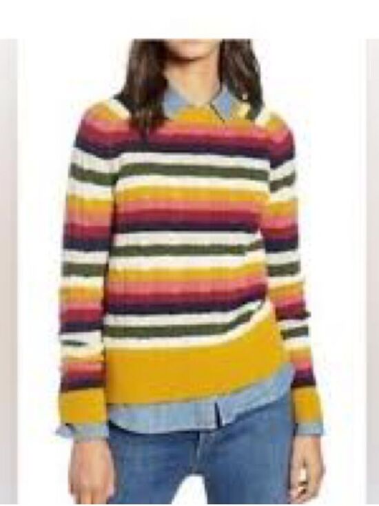 1901 Sweaters - 1901 100% Cashmere Striped Multicolor Knit Crewneck Sweater Sz S